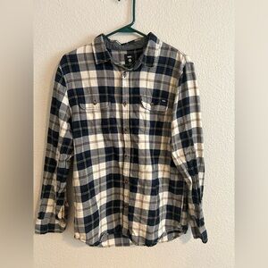 Vans Men's Navy and Cream Checkered Shirt